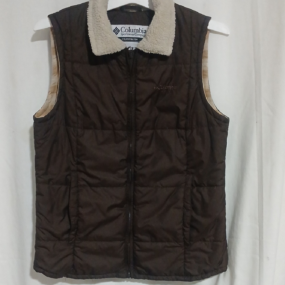 Columbia Dark Brown Vest with Shearling Trim